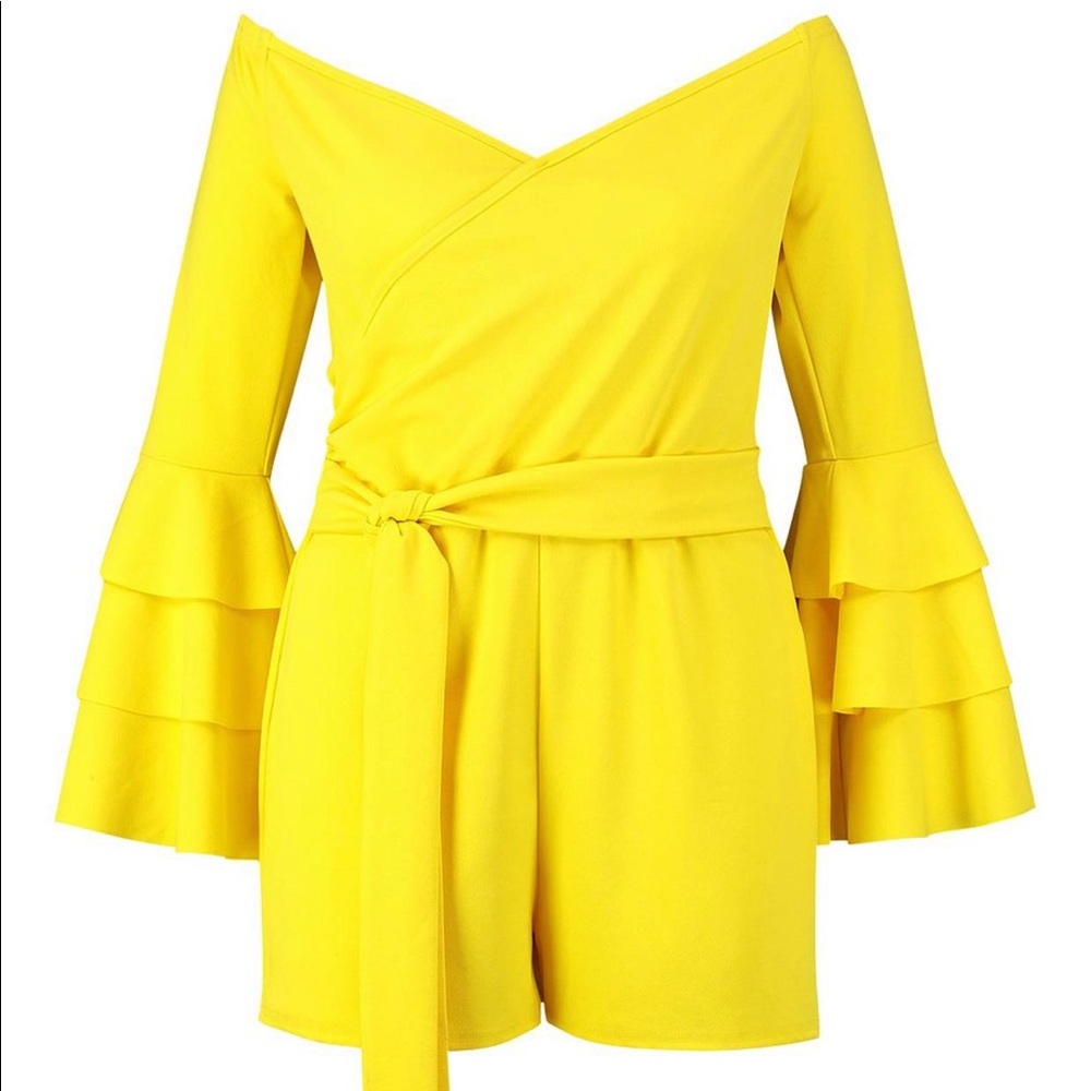 Beautiful sexy bright yellow happy romper